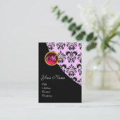 Carte De Visite ROUGE RUBIS DAMASSÉ MONOGRAMME rose fuchsia (Debout devant)
