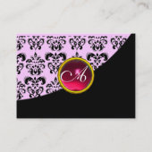 Carte De Visite ROUGE RUBIS DAMASSÉ MONOGRAMME rose fuchsia (Dos)