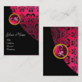 Carte De Visite ROUGE RUBY DAMASK MONOGRAM, fuchsia (Devant / Derrière)