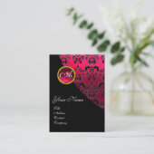 Carte De Visite ROUGE RUBY DAMASK MONOGRAM, fuchsia (Debout devant)