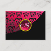Carte De Visite ROUGE RUBY DAMASK MONOGRAM, fuchsia (Dos)
