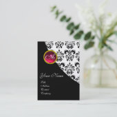Carte De Visite ROUGE RUBY DAMASK MONOGRAM fuchsia or (Debout devant)
