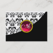 Carte De Visite ROUGE RUBY DAMASK MONOGRAM fuchsia or (Dos)
