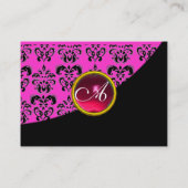 Carte De Visite ROUGE RUBY DAMASK MONOGRAM fuchsia rose violet (Dos)