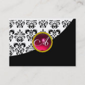 Carte De Visite ROUGE RUBY DAMASK MONOGRAM papier fushia (Dos)