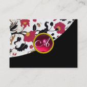 Carte De Visite ROUGE RUBY DAMASK MONOGRAMME 2, fuchsia (Dos)