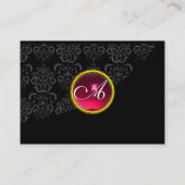 Carte De Visite ROUGE RUBY DAMASK MONOGRAS fuchsia rose (Dos)