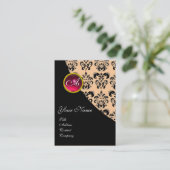 Carte De Visite ROUGE RUBY DAMASK MONOGRAS fuchsia rose (Debout devant)