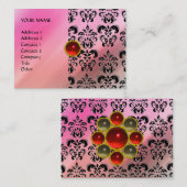 Carte De Visite ROUGE RUBY MON, ROSE DAMASK SILK, violet fuchsia (Devant / Derrière)