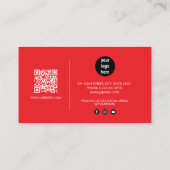 Carte De Visite Rouge Signature Script QR Code Médias sociaux (Dos)