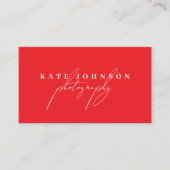 Carte De Visite Rouge Signature Script QR Code Médias sociaux (Devant)