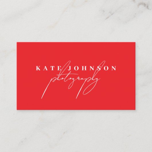 Carte De Visite Rouge Signature Script QR Code Médias sociaux (Devant)