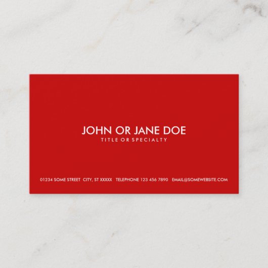 Carte De Visite rouge simple (Devant)