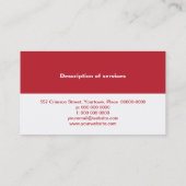 Carte de visite rouge simple de panneau (Dos)