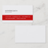 Carte De Visite Rouge simple simple élégant et blanc (Devant / Derrière)