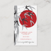 Carte De Visite Rouge Sunrise Oriental Bambou Feuille Moderne Asia (Dos)