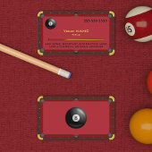 Carte de visite rouge table de pool