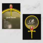 Carte De Visite ROUGE TALISMAN RUBY MONOGRAMME jaune vif gris (Devant / Derrière)