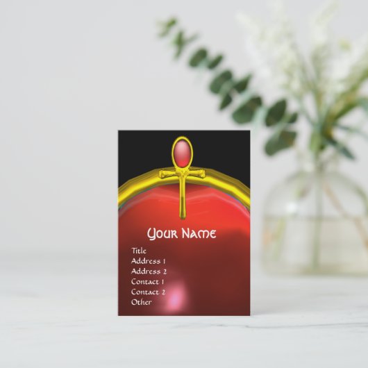 Carte De Visite ROUGE TALISMAN RUBY MONOGRAS noir clair (Debout devant)