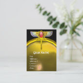 CARTE DE VISITE ROUGE TALISMAN/ SCARABE À FEU ANKH ET CORNUCOPIE (Debout devant)