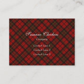 Carte De Visite Rouge tartan Noël plaid hiver motif Monogramme (Dos)