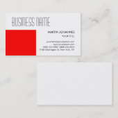 Carte de visite rouge tendance rayé noir blanc (Devant / Derrière)