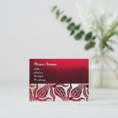 Carte De Visite ROUGE VELVET DAMASK TULIPS MONOGRAMME Bourgogne Bl (Debout devant)