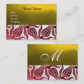 Carte De Visite ROUGE VELVET DAMASK TULIPS MONOGRAS Bourgogne Jaun (Devant / Derrière)