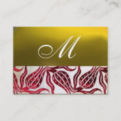 Carte De Visite ROUGE VELVET DAMASK TULIPS MONOGRAS Bourgogne Jaun (Dos)