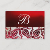 Carte De Visite ROUGE VELVET TULIP MONOGRAM Bourgogne blanc perle (Dos)
