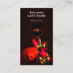 Carte De Visite Rouge Vert Floral Moderne Art Abstrait Motif #02