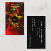 Carte De Visite Rouge vert moderne Floral Abstrait Art Motif #05 (Devant / Derrière)