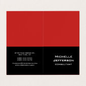 Carte De Visite Rouge Vertical Noir Abstrait Moderne Design tendan (Extérieur déplié)