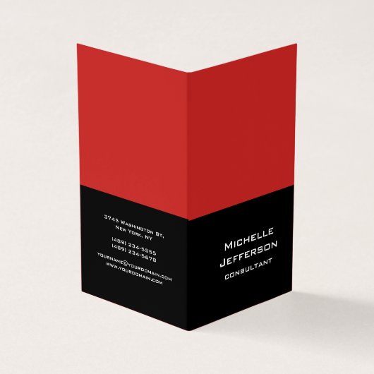 Carte De Visite Rouge Vertical Noir Abstrait Moderne Design tendan (Extérieur)