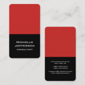Carte De Visite Rouge Vertical Noir Abstrait Moderne Design tendan (Devant / Derrière)