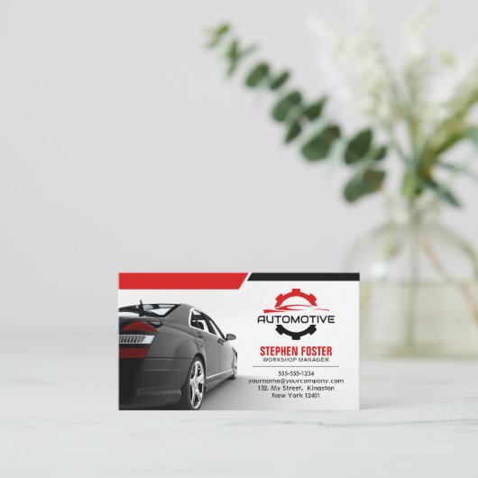Carte De Visite Rouges Automobile Réparation Automobile Pièces aut (Debout devant)