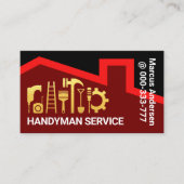 Carte De Visite Rouges Toit Or Handyman Outils Builder (Devant)