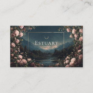 Carte De Visite Rougeur Rose Crépuscule Montagne Croissant de Lune