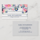 Carte De Visite Rougissent et les fleurs d'aquarelle de marine (Devant / Derrière)