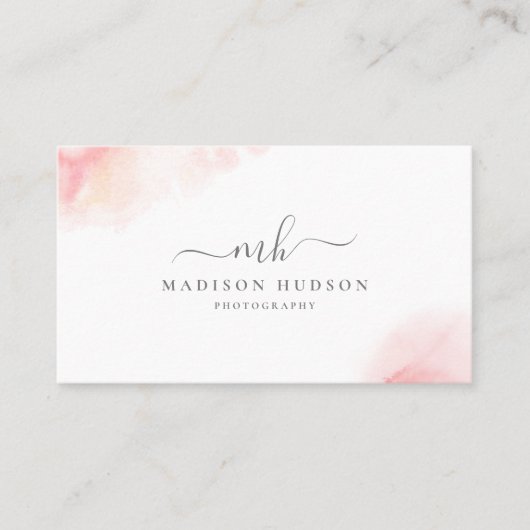 Carte De Visite Rougissent l'aquarelle rose féminine (Devant)