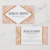 Carte De Visite Rougissent le charme de motif de marbre de parties (Devant / Derrière)