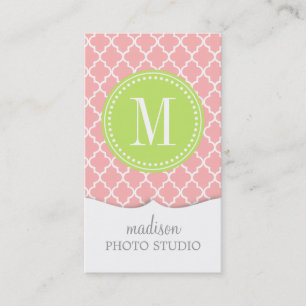 Carte De Visite Rougissent le trellis marocain rose de tuiles