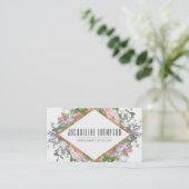 Carte De Visite Rougissent les fleurs florales géométriques (Debout devant)