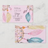 Carte De Visite Rougissent l'instructeur rose de yoga de plumes de (Devant / Derrière)
