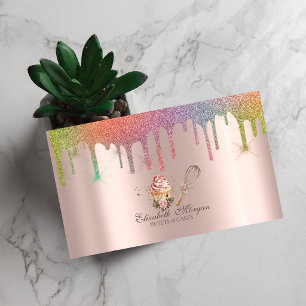 Carte De Visite Rouleau à pâtisserie Cupcake Floral Gouttes de cou