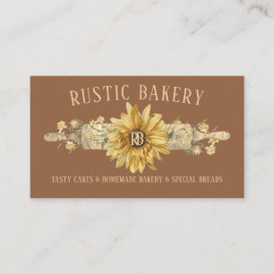 Carte De Visite Rouleau à pâtisserie en bois brun rustique Boulang