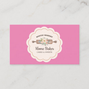 Carte De Visite Rouleau à pâtisserie rose Boulangerie rustique