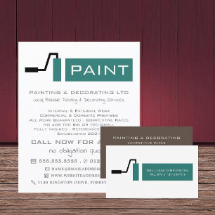 Carte De Visite Rouleau à peinture turquoise, Peintre & Décorateur