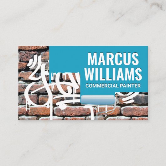 Carte De Visite Rouleau de peinture | Mur en brique peint avec Gra (Devant)