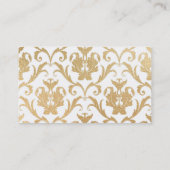 Carte De Visite Rouleau d'or mariage damassé planner (Dos)